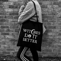 witches do it better canvas bag inspired shoulder bag female cotton shoulder tote and handbag reusable travel shopping tote gift
