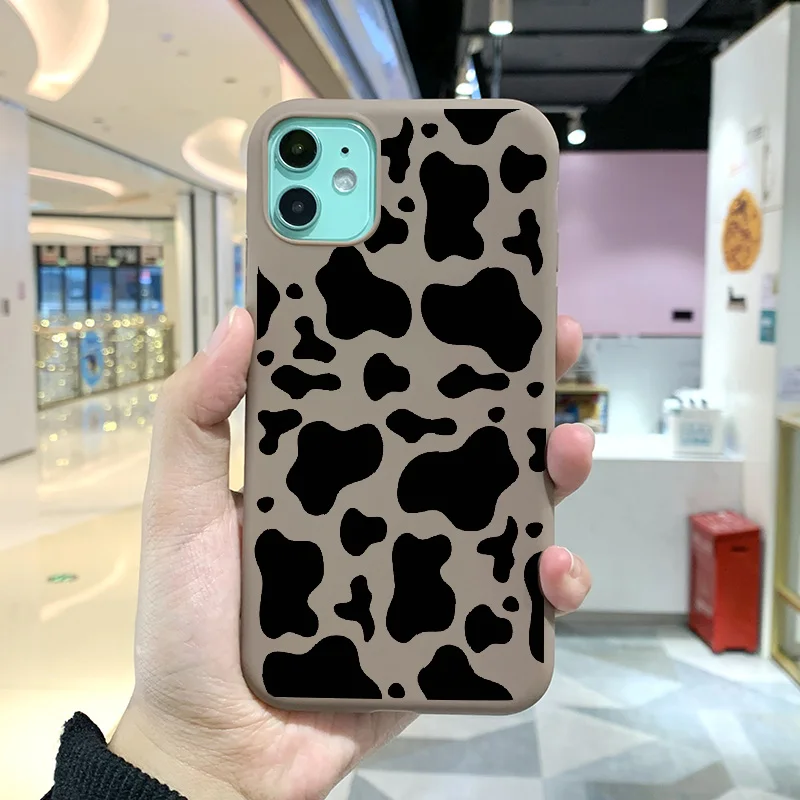 Чехол с коровьим узором для iPhone 12 Pro 11 XR X Xs Max 8 7 Plus Mini SE 2020 силиконовый чехол