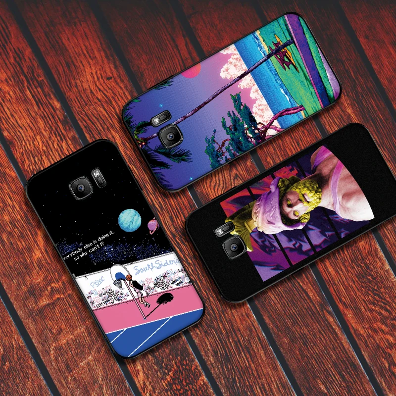 Ретро черный мягкий силиконовый чехол для телефона samsung A3 4 5 6 Plus 7 8 910 20 30 40 50 60 70 2018