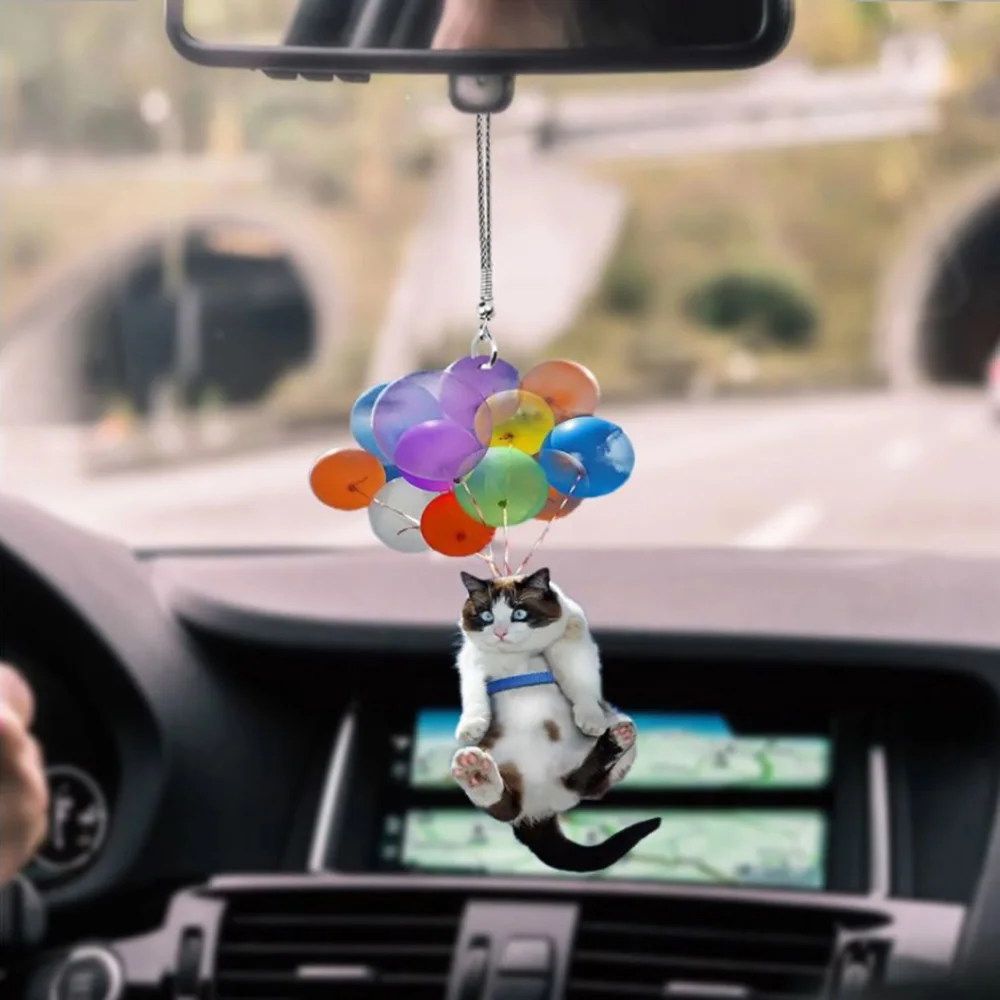 Cat Car Hanging Ornament with Colorful Balloon Interior Decor Home Decoration | Автомобили и мотоциклы