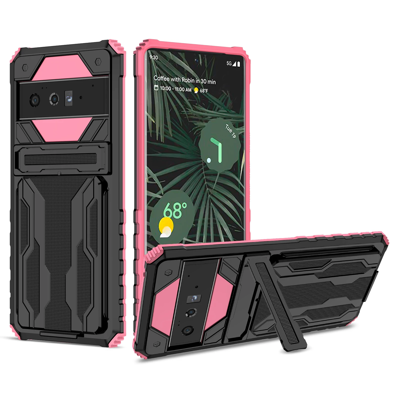 

Fashion Armor Anti-fall Phone Case For Google Pixel 6 Pro Multifunction With Stand Card Slot Shockproof Bumper Back PC Cover