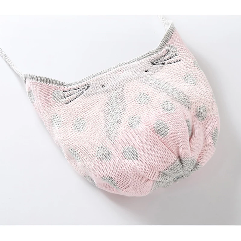 Зимняя шапка ушанка для девочек Осенняя вязаная с теплым кроликом детская