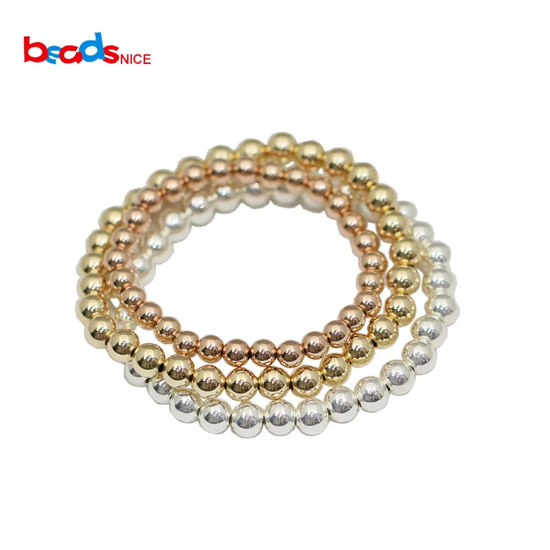 

Beadsnice Gold Filled Bead Bracelet 2-6mm Beads Sterling Silver Beaded Layering Bracelet 40012
