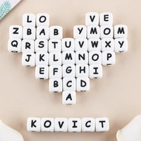 kovict 100200500pc 10mm silicone letters beads baby teething teethers english alphabet letter beads bpa free baby shower gifts