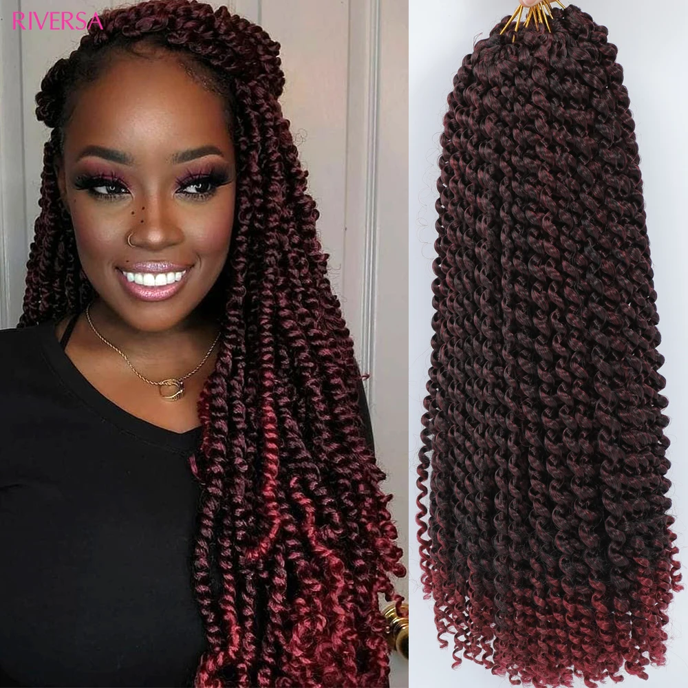 

18inch Long Passion Twist Crochet Hair Extensions Water Wave Braiding Hair Bohemia Crochet Braids Ombre 1B 27 30 BUG# Red Braids