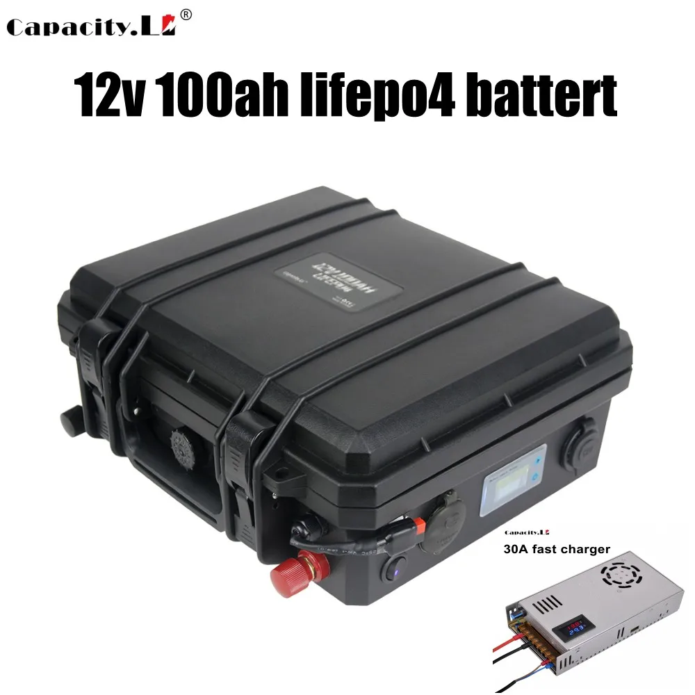 

12V100ah lifepo4 battery pack Rechargeable Battery Lithium Iron Phosphate with BMS for RV Solar Energy Golf Cart TAX FREE