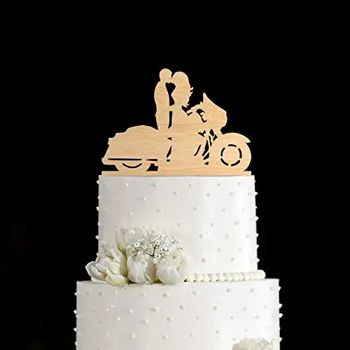 Смешной стиль деревенский деревянный Мотоцикл торт Топпер акриловый свадебный с