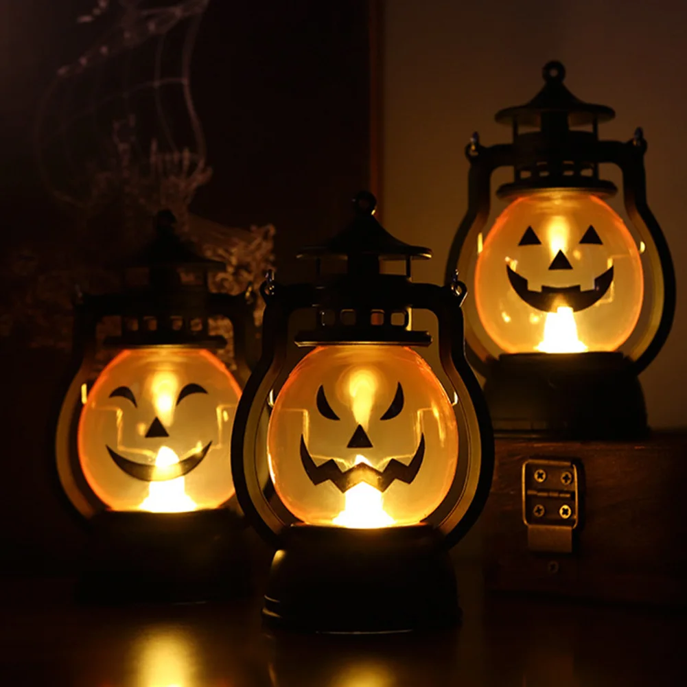 

Хэллоуин, выражение тыквы, подвижный фонарь, дом с привидениями, ночная Светодиодная свеча, лампа для украшения дома, реквизит