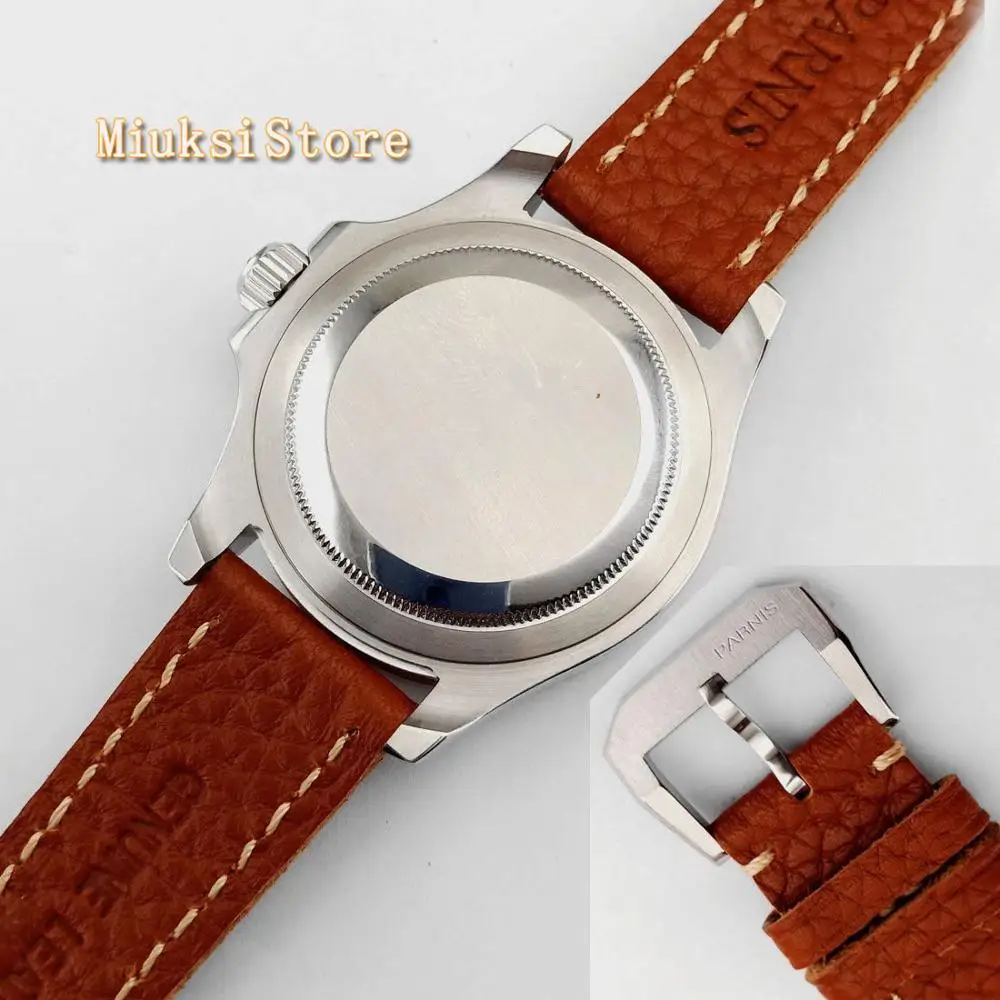 Роскошный бренд Parnis 41 мм сапфировое стекло коричневый циферблат Керамическая