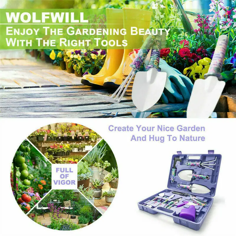 10pcs Garden Tool Set Grafting Pruning Shovel Rake Spray Bottle Tools Kit |