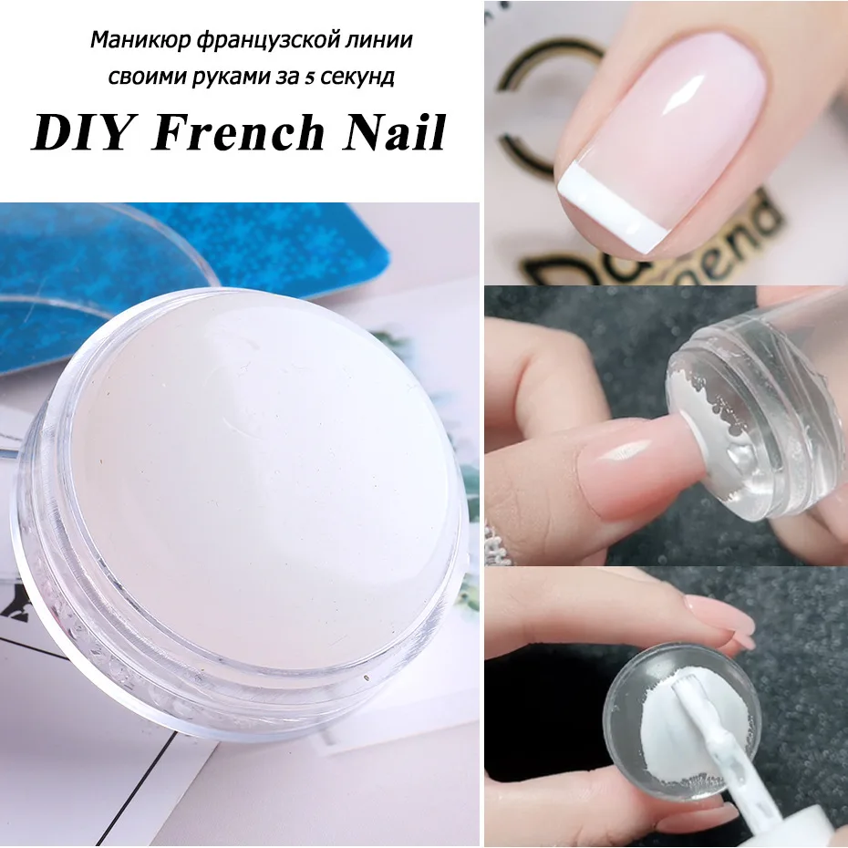 

1set Easy-French Nail Stamper Monocle Clear Jelly Print Clear Silicone Transfer Print Scraper Nail DIY Template Stamping