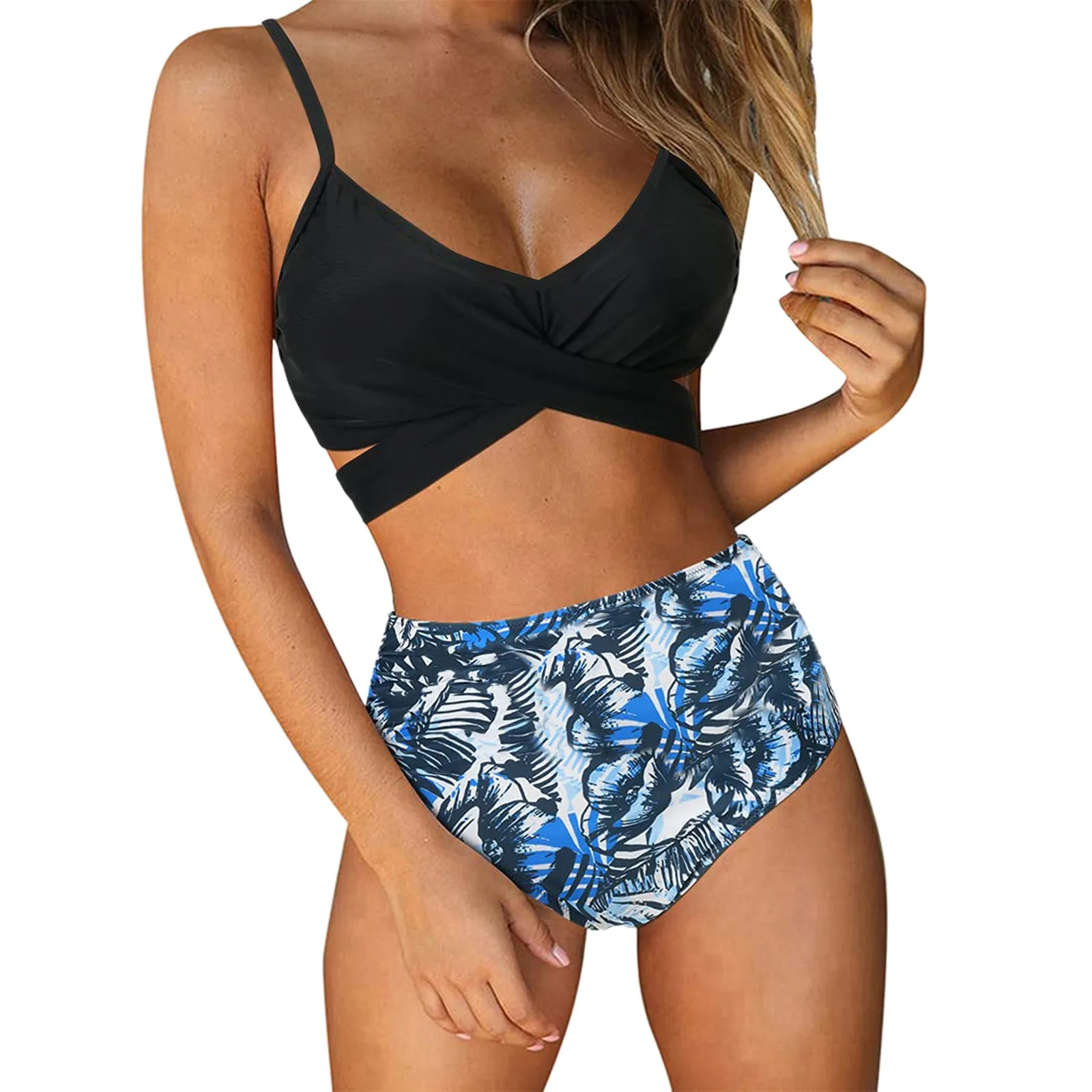 

Pink Swimsuit 2021 Women's High Waisted Brief Swimsuit Set For Women Printed Push-up Women's Bikini Swimsuits