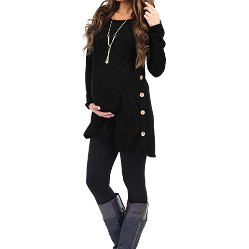 

women clothing Winter Maternity Nursing breastfeeding Long Sleeve Button solid T-Shirt Clothes For Pregnant Hooded Tops Blouse