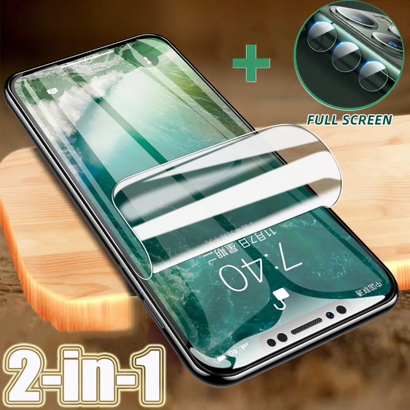 Гидрогелевая пленка 35D а не стекло 2 в 1 для iPhone 7 8 6 6s Plus защитная экрана X XS XR Max 11 Pro