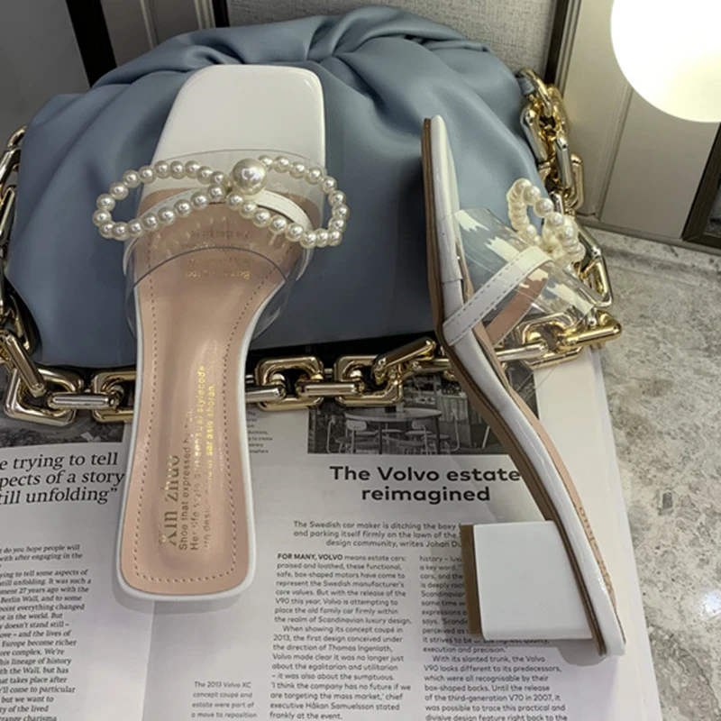 Сандалии женские прозрачные босоножки с ремешком на пятке высокий толстый