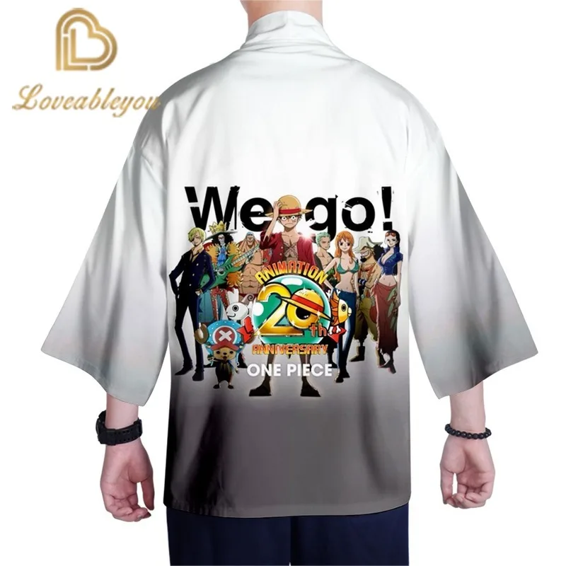 

2020 One Piece Japanese Kimono New Print Luffy Cosplay Shirt Japan Anime Summer Kawai Kimono Samurai Costume Clothing
