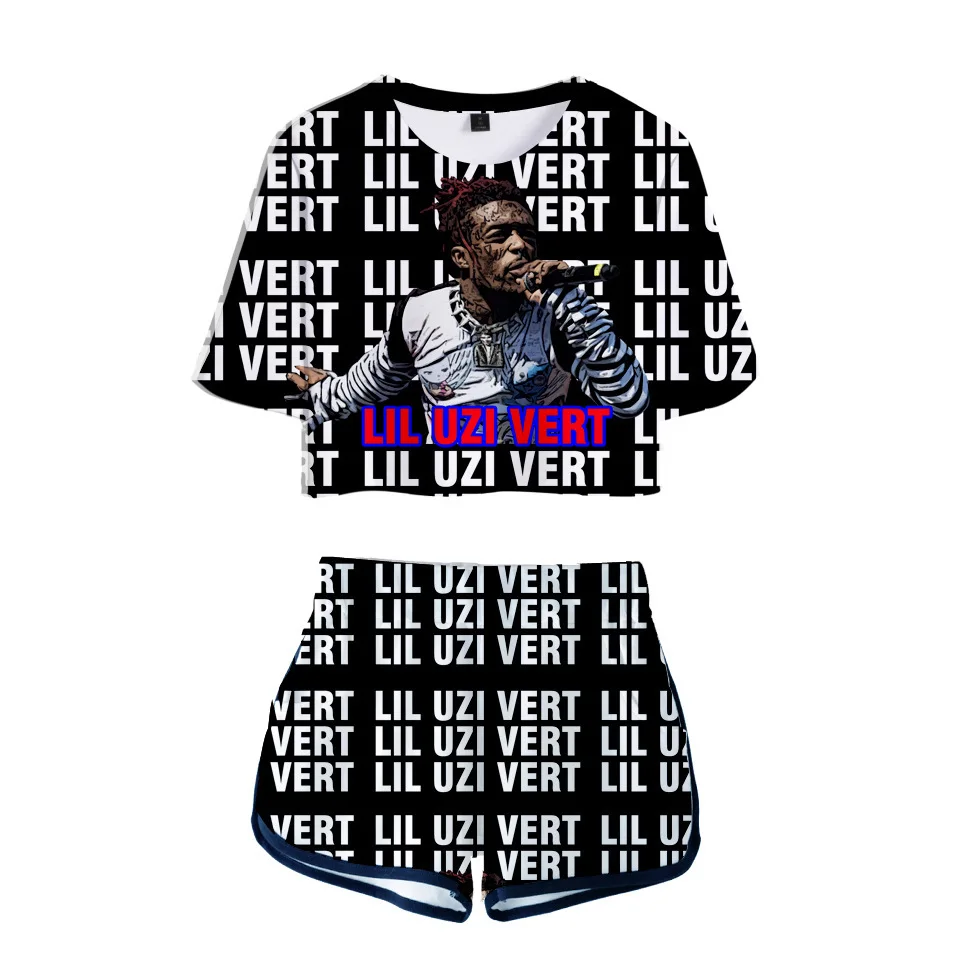 

3D print Summer Women's Sets Hip Hop Rapper Singer LIL UZI VERT Tracksuits Women Two Piece Set Crop Top and Shorts Outfits