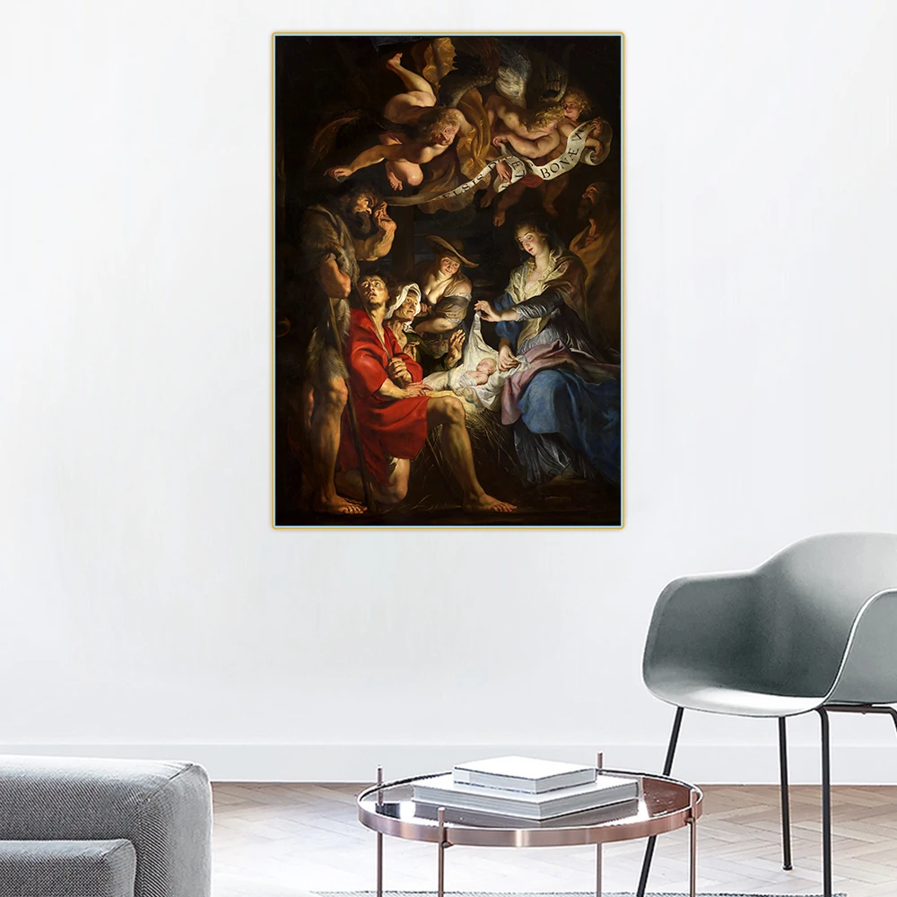Цитон Питер Пауль Рубенс "Рождение Христа" Холст Изобразительное искусство Живопись Плакат Картина Декор стены Домашнее интерьерное оформление.