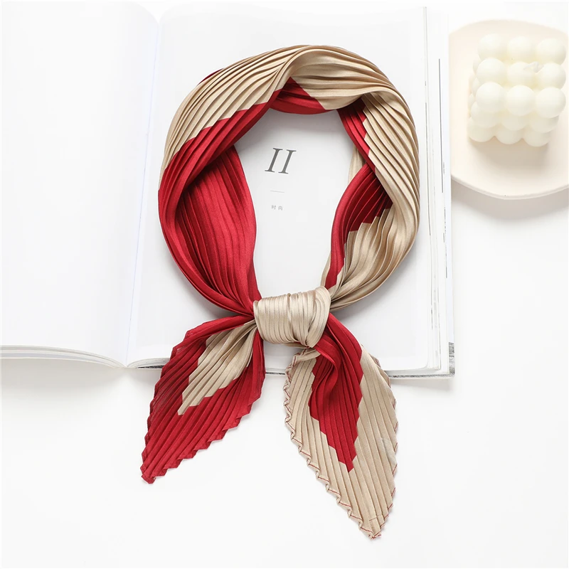 

Design Plain Headbands for Women Hair Bands Crinkle Silk Square Scarf Bandana Fashion Lady Scrunchie Hair Accessories 2021 New