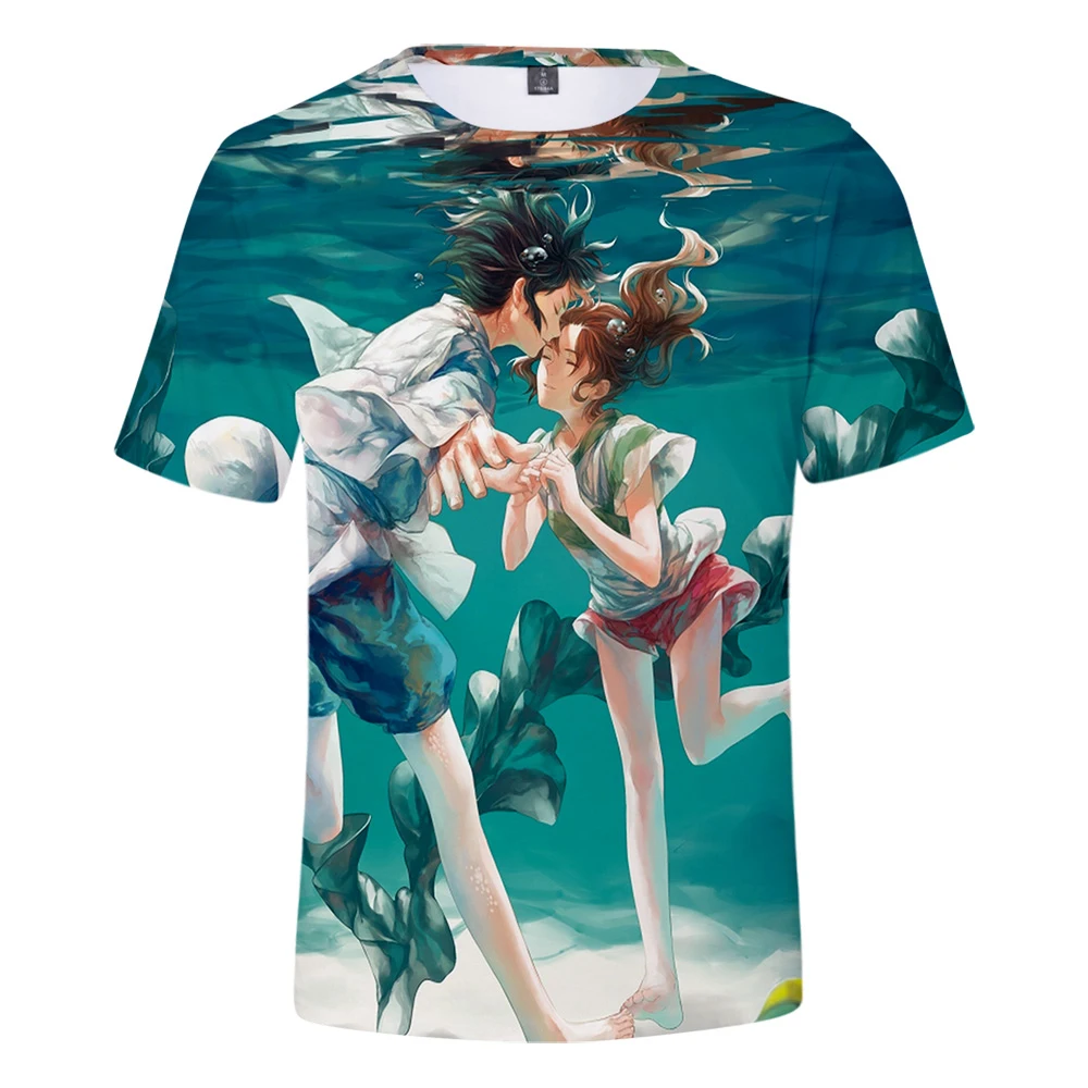 

Hot Sale Anime Spirited Away 3d Print Unisex Fashion Cool Hip Pop Harajuku Streetwear Short Sleeve Round Neck Popular Tops