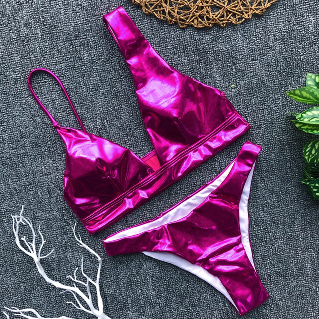 Home&Nest Sexy Women Solid Backless Two Piece Filled Bra Bikini Set Swimsuit Beachwear Beach Bathing Suit Swimwear Swimming | Женская