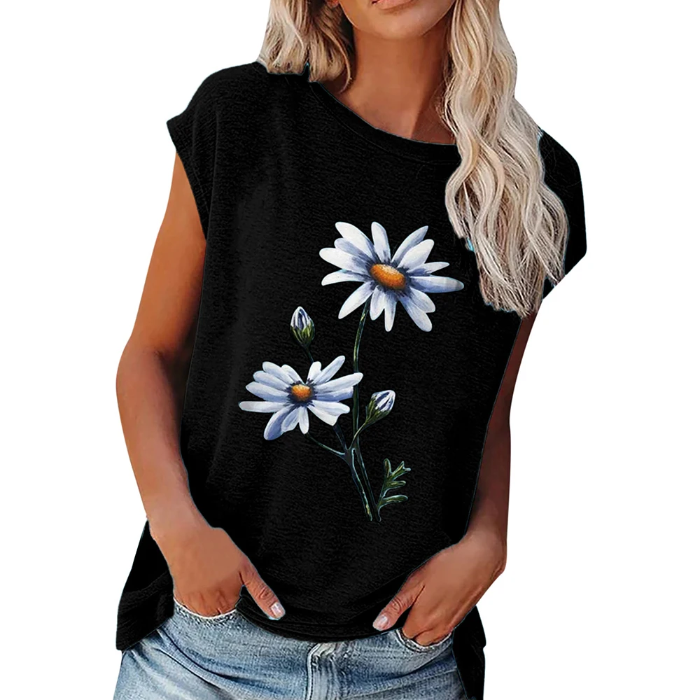 

Floral T Shirt Women Summer Top Tees Casual O Neck T Shirt Female Streetwear Women Top Kawaii Beach Women's T Shirt