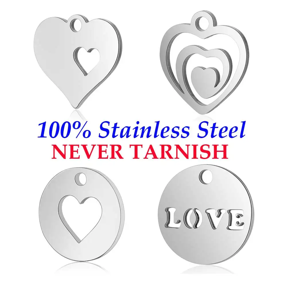 10 шт. подвески в виде сердца из нержавеющей стали | Украшения и аксессуары