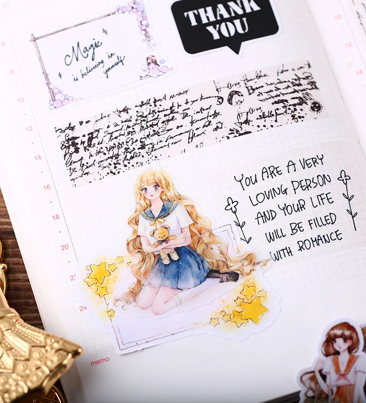 19pcs Anime girl stickers/Scrapbooking Stickers /Decorative Sticker /DIY Craft Photo Albums |