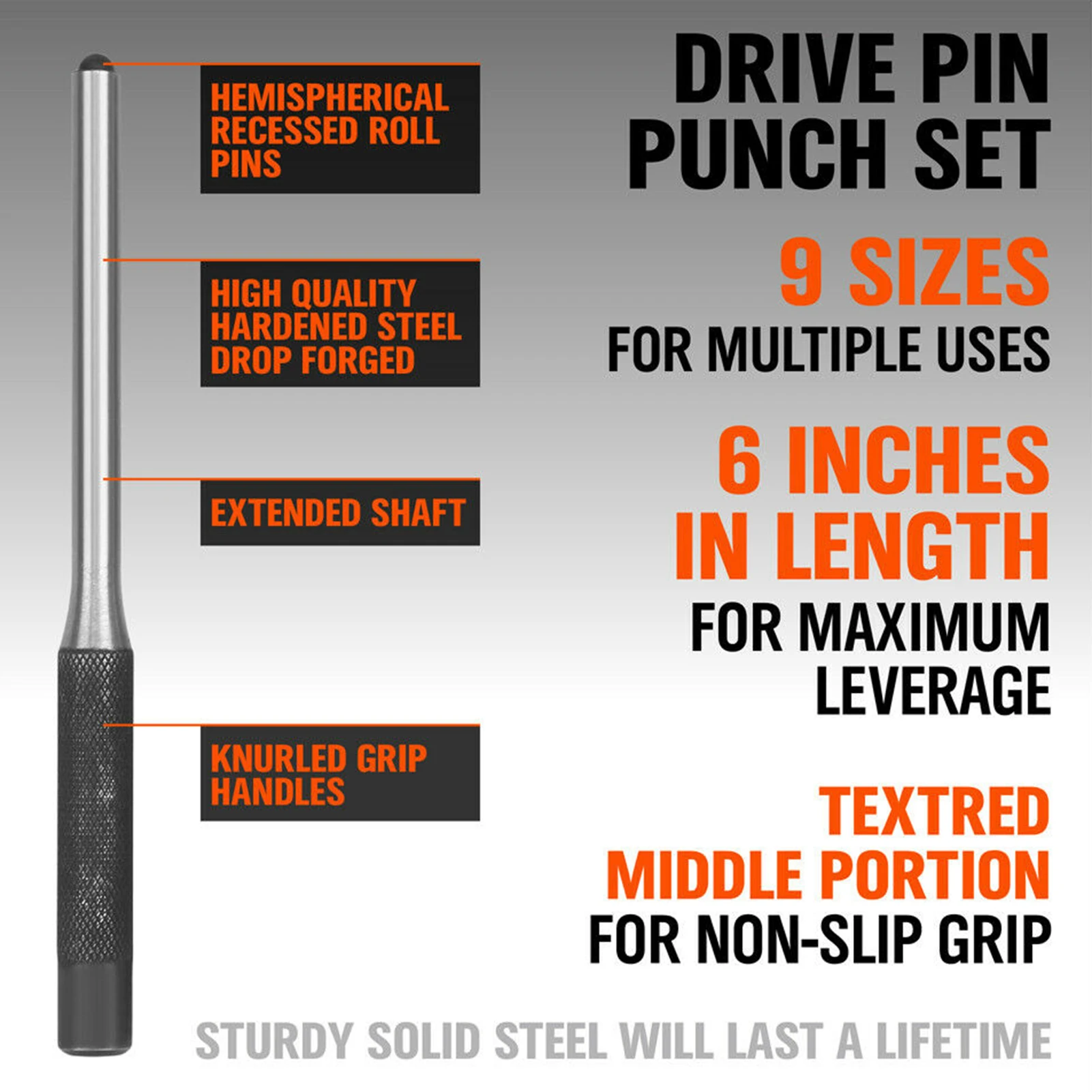 

9 pieces roll pin punch set 9Pcs Forged Steel Roll Pin Punch Set Professional Pin Tools for Jewelers Craft