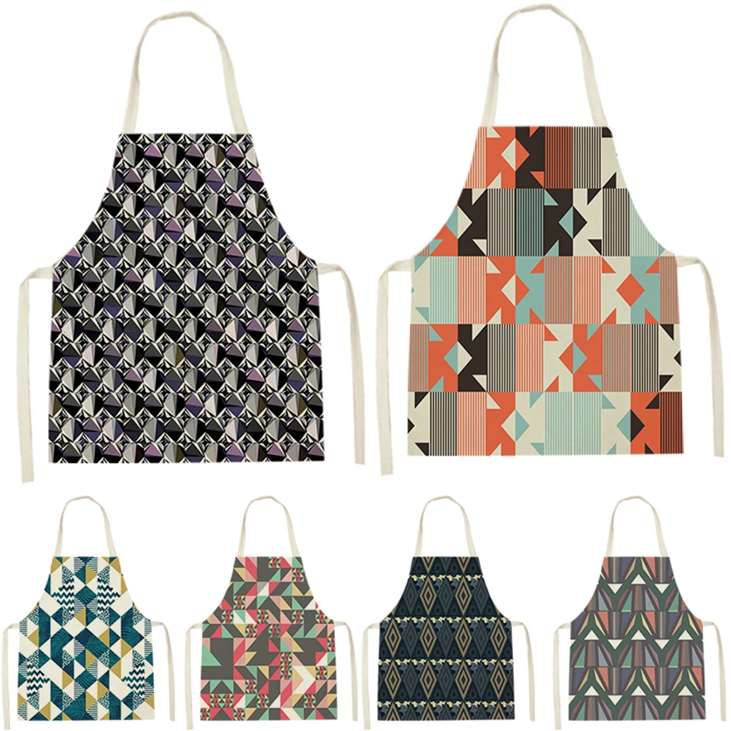

Geometry Style Apron For Men Covers For Wedding Hotel Aprons Men Lattice Pattern Sleeveless Cotton Aprons Home Custom Apron Bib