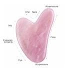 Пластина из розового кварца и нефрита Для Массажа Гуаша, скребок из натурального камня для шеи и тела, акупунктура, спа-массаж, терапия