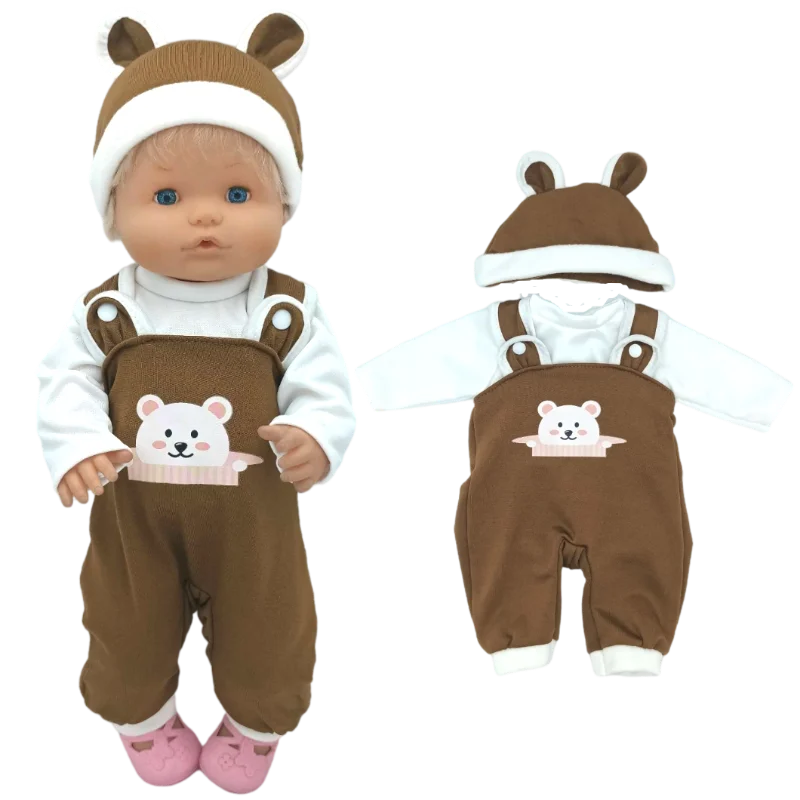 

40cm Baby Doll Boy Clothes Brown Rompers Hat For Nenuco Doll Ropa Y Su Hermanita Toys Clothing