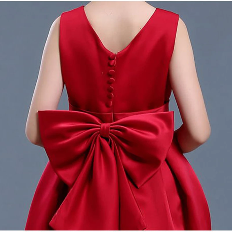 Платья для девочек с цветами свадеб красное платье большим бантом и бабочкой