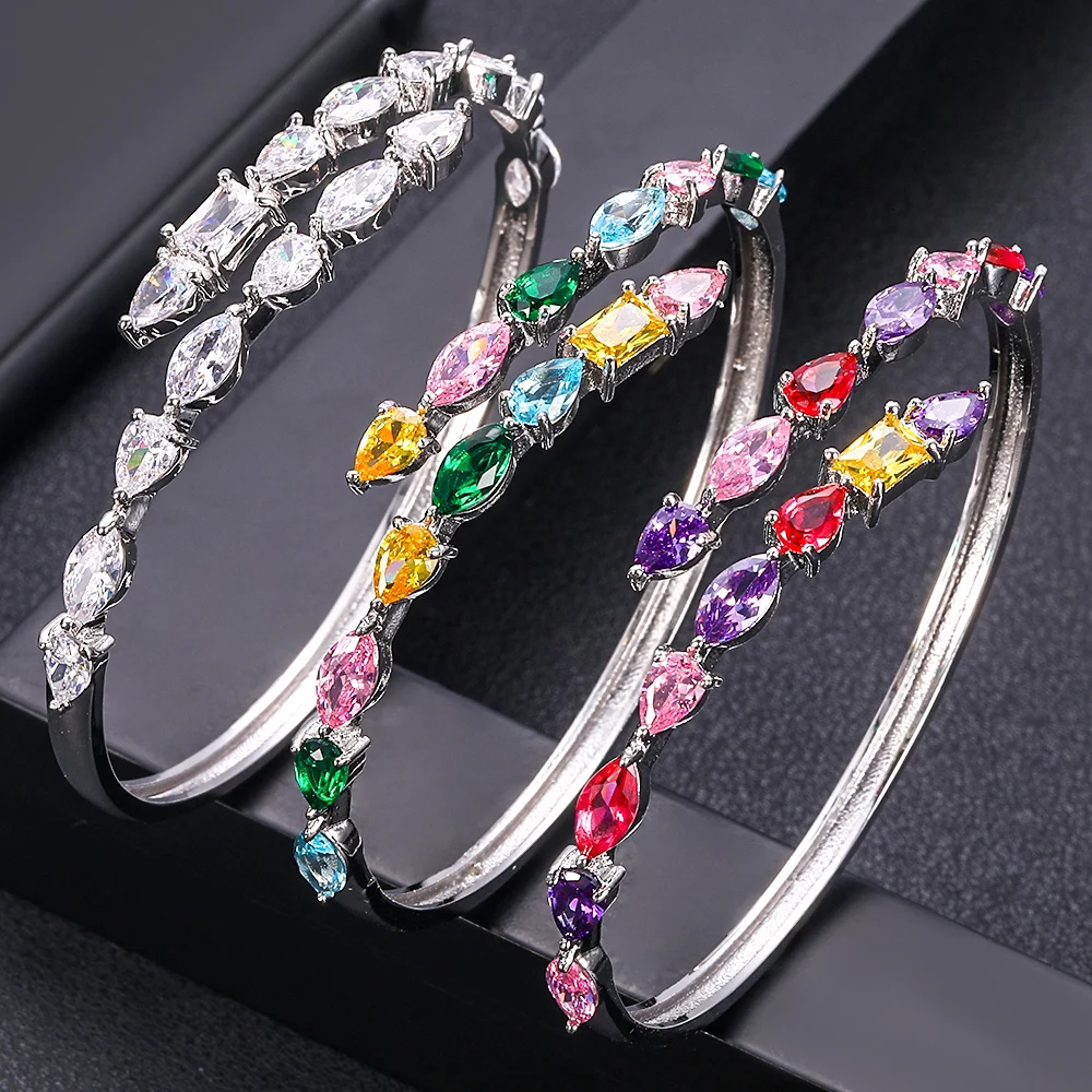 Accking роскошный многоцветный браслет для женщин полная микро кубический циркон