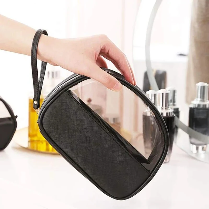 

Portable Travel Cosmetic Storage Bag PU Leather Transparent Handbag for Women Girls NYZ Shop