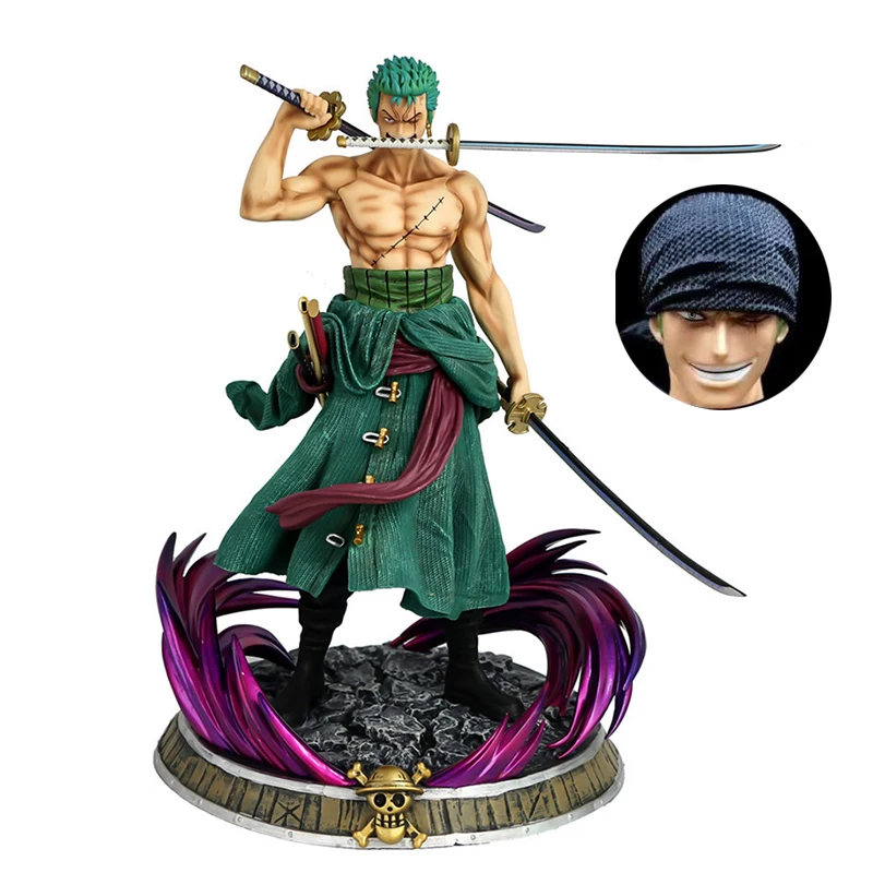 

Фигурка героя из аниме «Зоро» 37 см, медная цветная трехмечевая потоковая статуя Gk Roronoa Zoro, ПВХ Коллекционная модель, игрушки