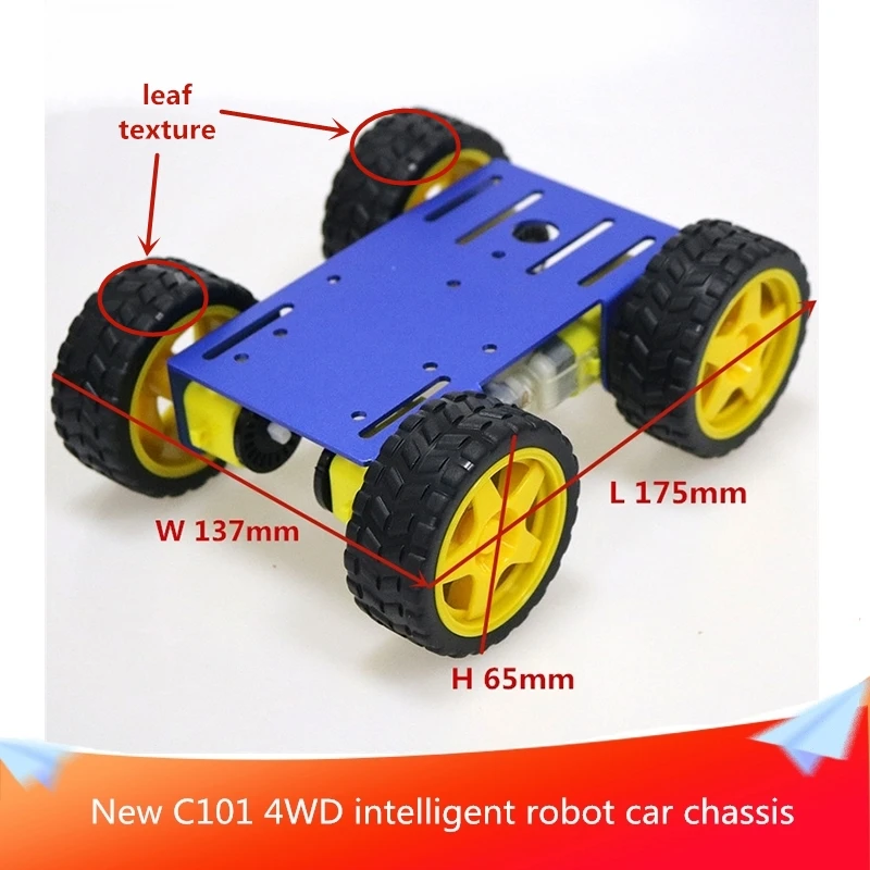 

Робот-автомобиль C101 4WD с металлической панелью и колесами, 4 шт.