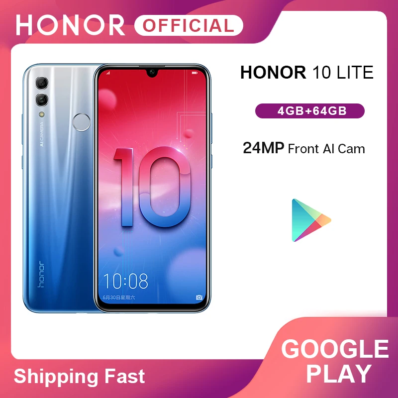 Глобальная ROM Honor 10 Lite смартфон 4 ГБ/64 Гб Kirin 710 Восьмиядерный 6 21 &quot2340X1080P 24MP