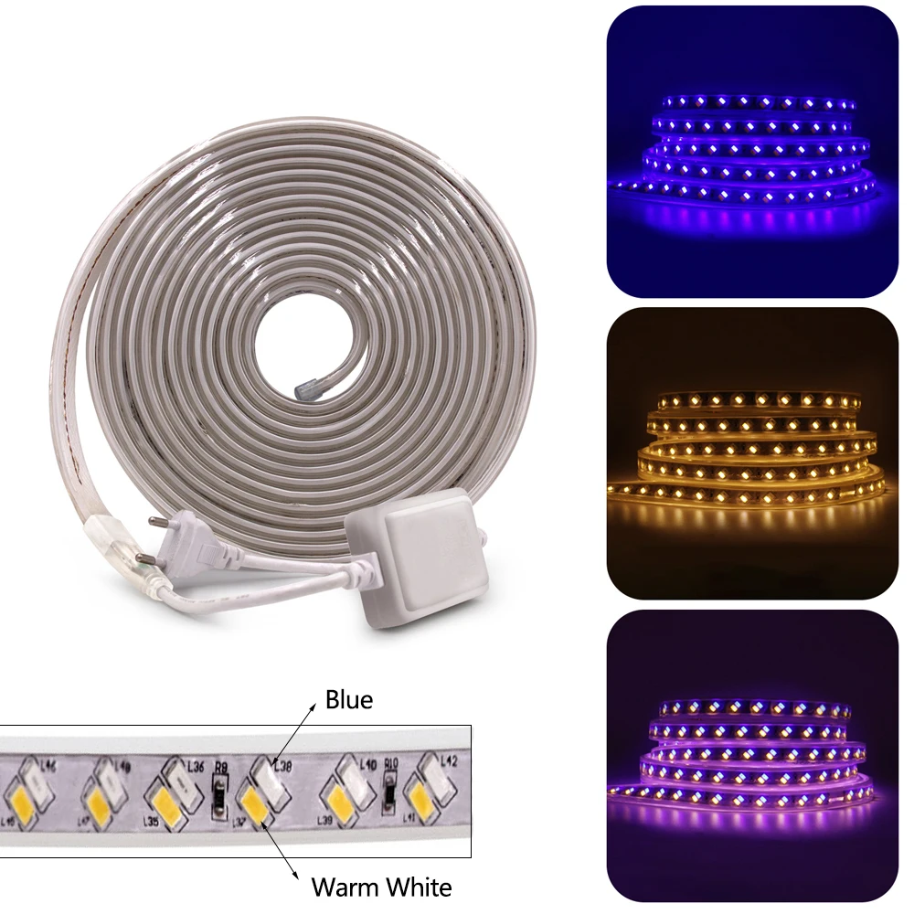 Светодиодная лента SMD5630 5730 220 В Двухцветная светодиодная 120 светодиодный s/m гибкий
