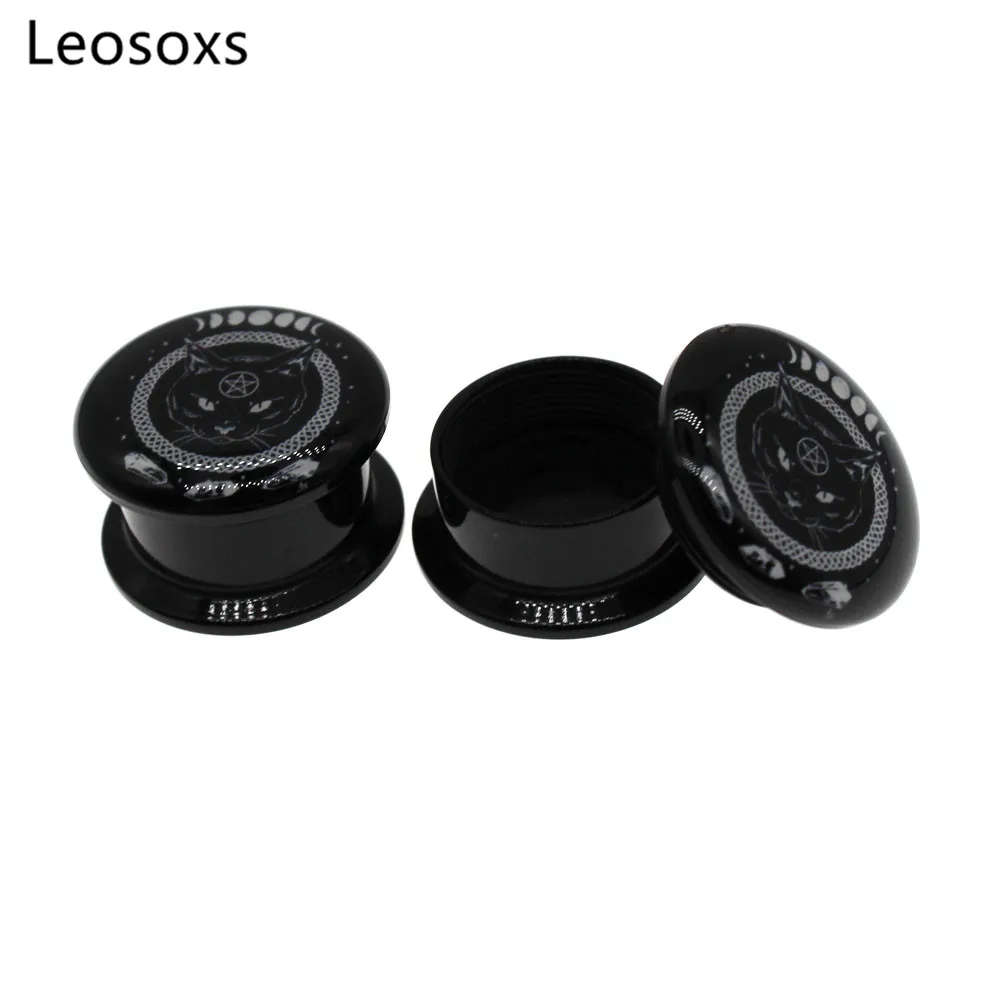 Leosoxs 2 шт. взрывоопасных личность акрил с принтом головa кота ухо расширитель