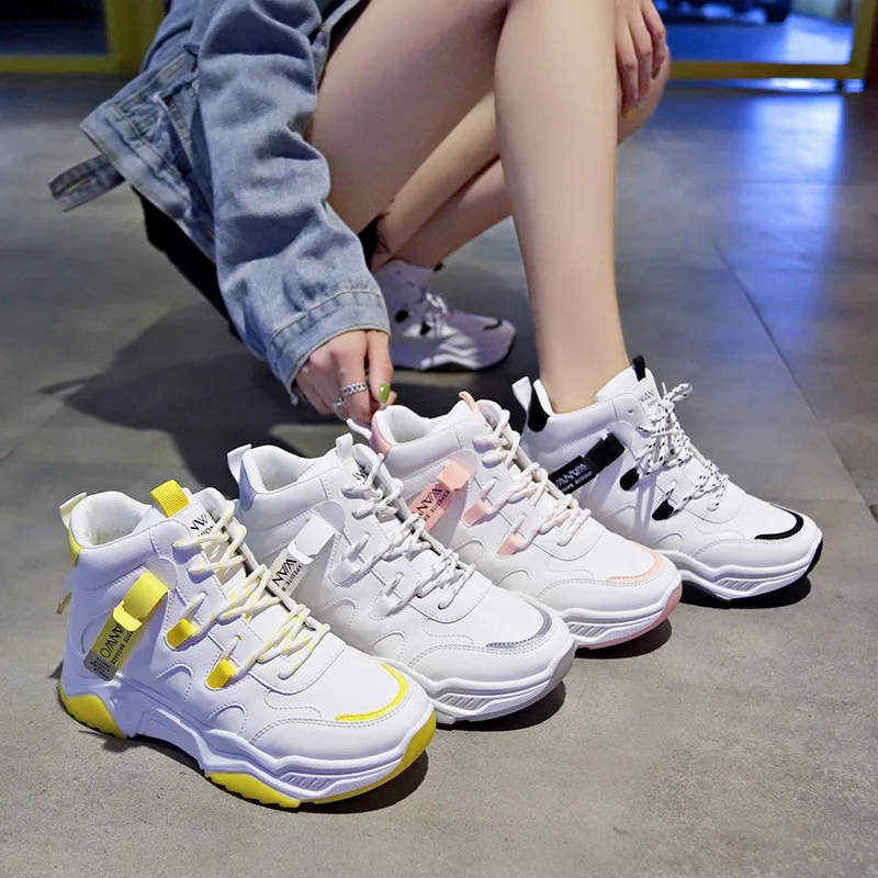 Han edition high help sports shoes female spring 2021 new students a small white shoes female running sneakers loafers Q52