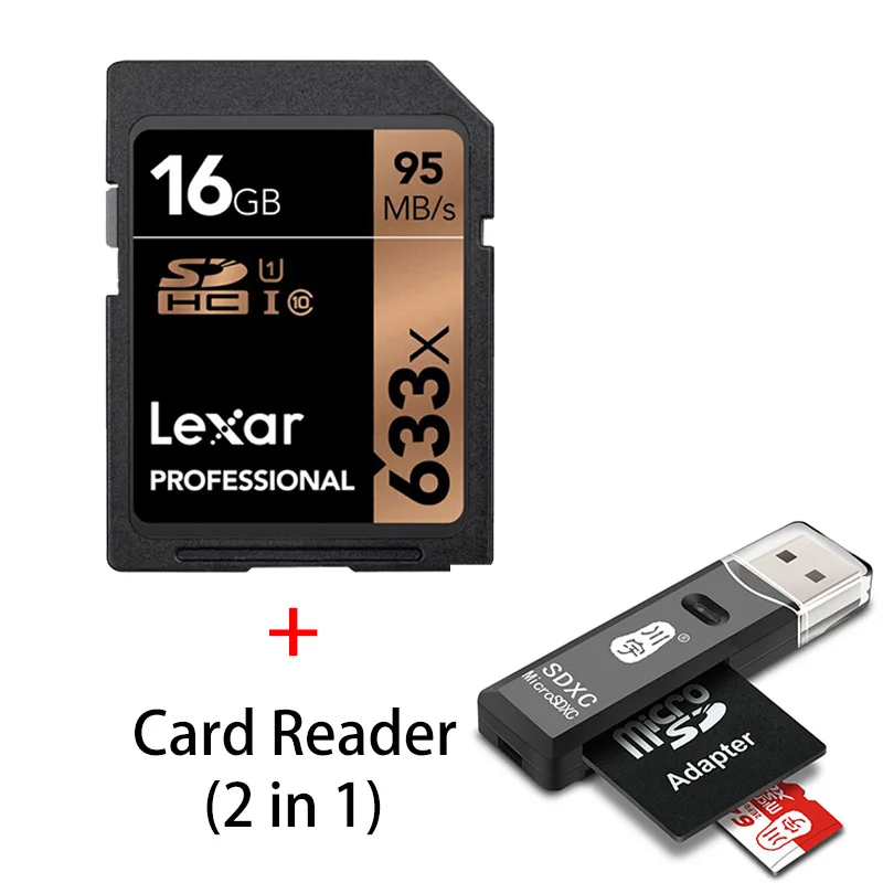 Lexar 633X sd-карта 32 Гб 128 Гб 64 Гб 256 ГБ 512 Гб 16 Гб класс 10 U1/U3 V30 карта памяти 32 64 128 ГБ Флэш-карта SD памяти SDXC SDHC - Емкость: SD633X-016G-C296