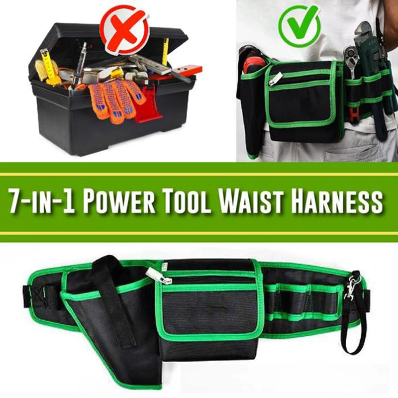 

Economical 7 in 1 Electric Tool Waist Harness Waist Pouch Bag for Hardware Tools ds99