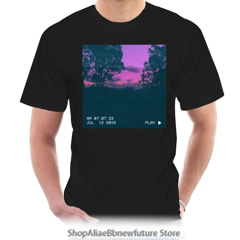 

TIME TRAVELER 2061 Aesthetic Tee WoMen Men T-shirt purple vaporwave vhs retro clothes sunset background tshirt aesthetic 2075W