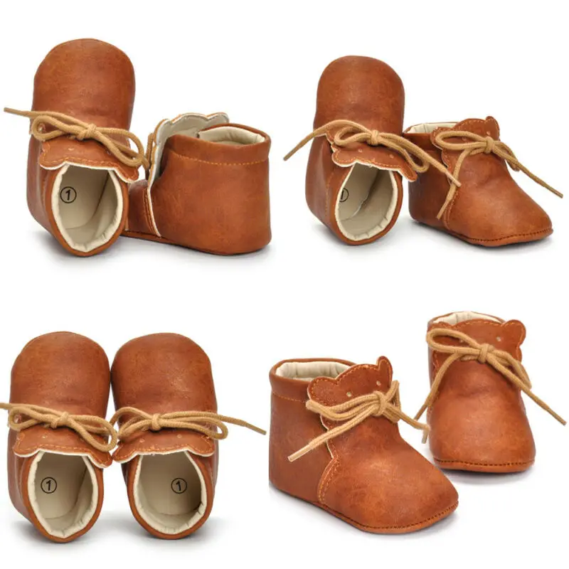 Newborn Baby Boy Girl Crib Shoes Toddler Soft Sole Leather Sneakers Prewalker |
