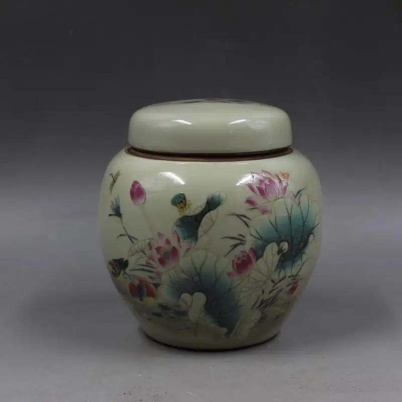 Китайский Старый Фарфор пастельный Лотос фарфоровая емкость для