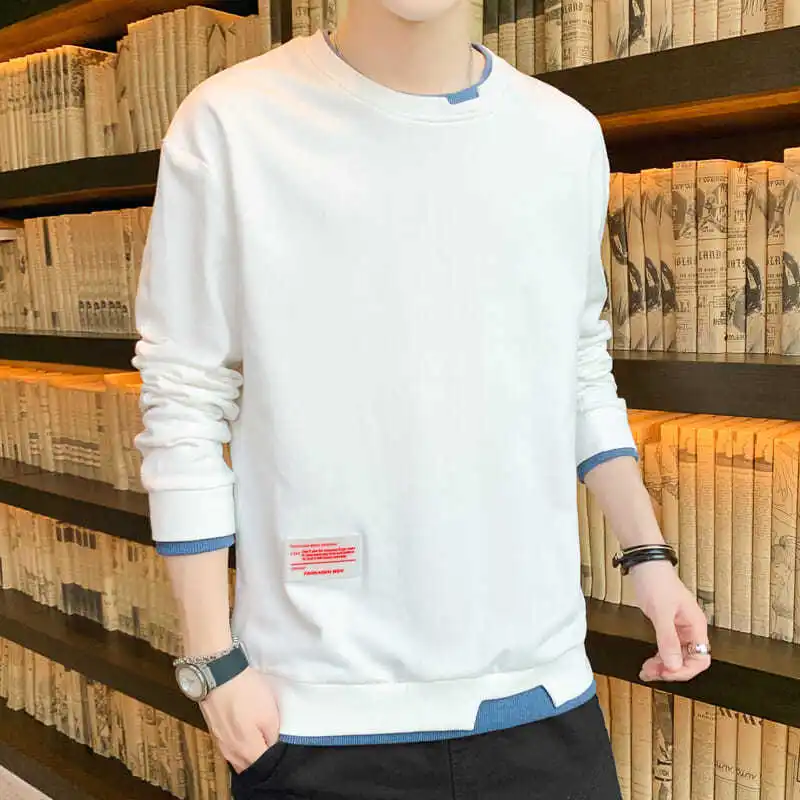 Мужская Новая футболка с длинным рукавом и круглым вырезом Осень зима