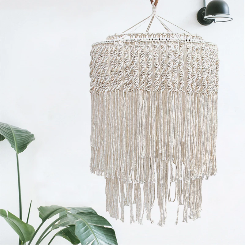 Плетеный вручную макраме настенный абажур оболочка Бохо Декор гобелен домашняя