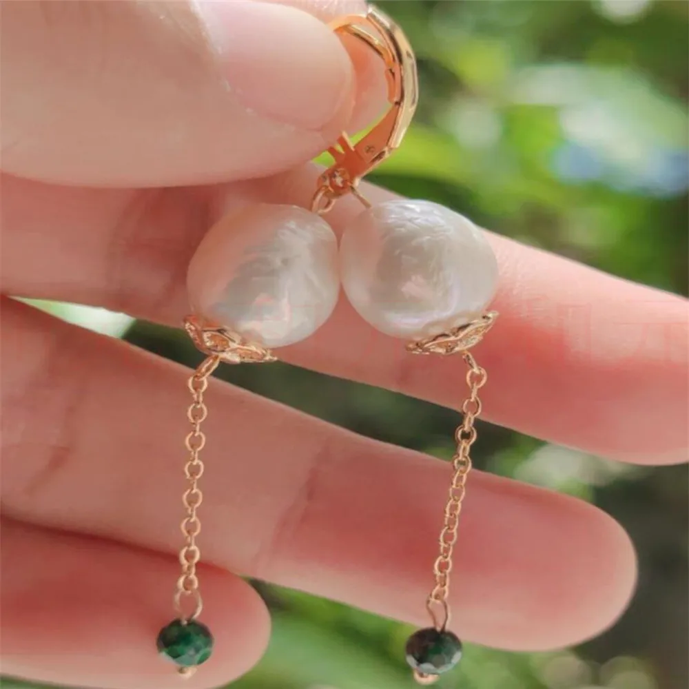 

Elegant Natural Jadeite Pearl Earrings Ping Buckle 18KGP Cultured Lucky CARNIVAL Freshwater FOOL'S DAY Thanksgiving Diy