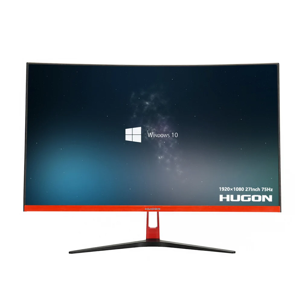 HUGON 24 Inch 23.8&quot TFT-LCD Curved Screen Monitor PC 75Hz 1920×1080p HD Gaming Display VGA Interface | LCD Monitors